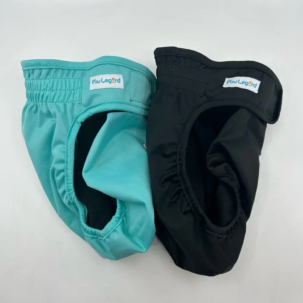 Paw Legend Washable Female Dog Diapers Reusable, Size M Black & Turquoise Velcro